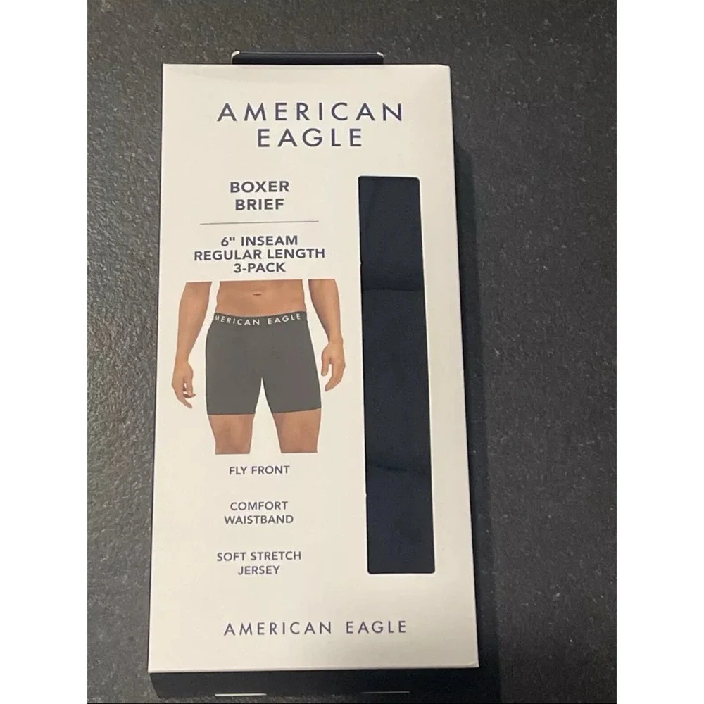American Eagle Boxer Briefs Men's Small‎ Black Flex 3 Pack 4.5